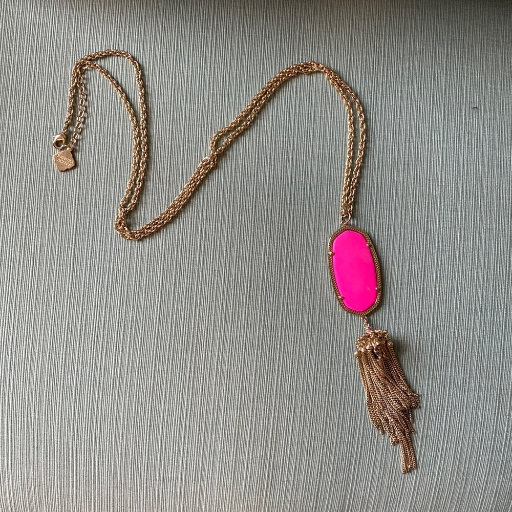 Kendra Scott Hot Pink Rayne Long Pendant Necklace